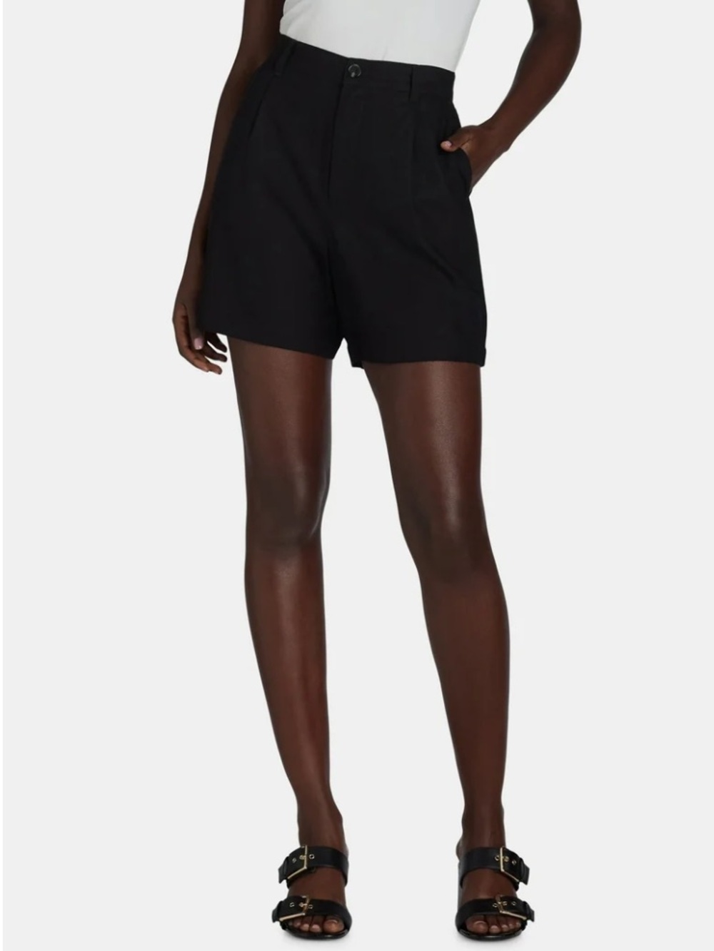 Time and Tru Linen Blend Shorts 5” Inseam Size Medium Black